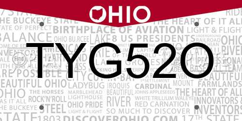 TYG52O Ohio License Plate