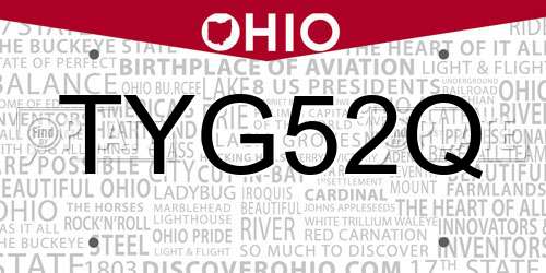 TYG52Q Ohio License Plate