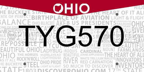 TYG570 Ohio License Plate