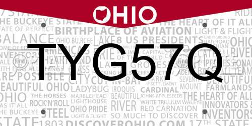 TYG57Q Ohio License Plate