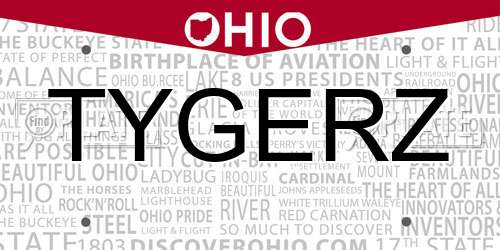 TYGERZ Ohio License Plate