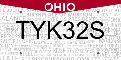 TYK32S Ohio License Plate