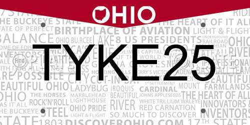 TYKE25 Ohio License Plate