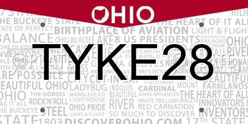 TYKE28 Ohio License Plate