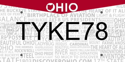 TYKE78 Ohio License Plate