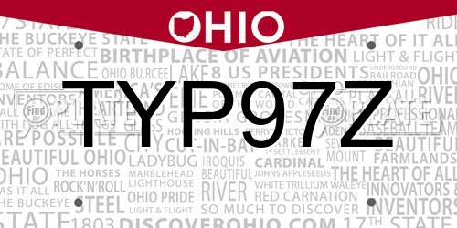 TYP97Z Ohio License Plate