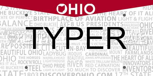 TYPER Ohio License Plate
