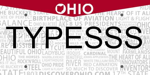 TYPESSS Ohio License Plate
