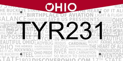 TYR231 Ohio License Plate