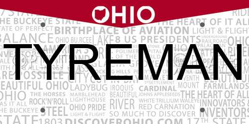 TYREMAN Ohio License Plate