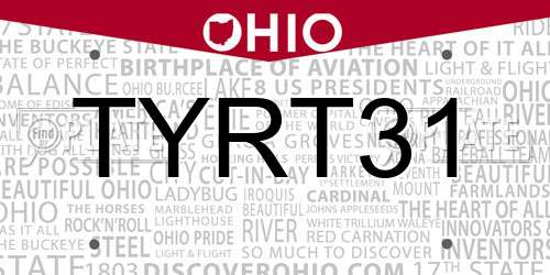 TYRT31 Ohio License Plate