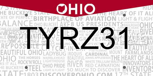 TYRZ31 Ohio License Plate