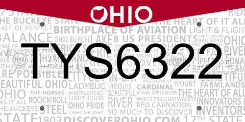 TYS6322 Ohio License Plate