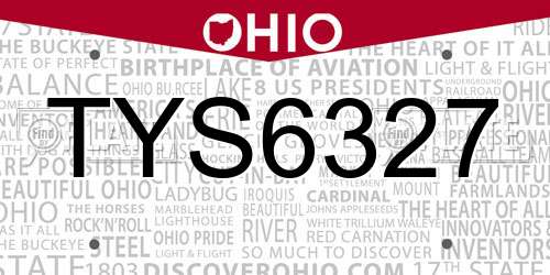 TYS6327 Ohio License Plate