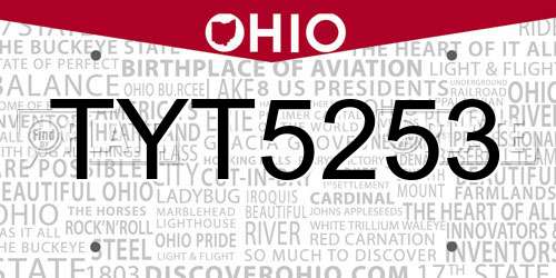 TYT5253 Ohio License Plate