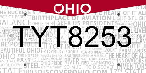 TYT8253 Ohio License Plate