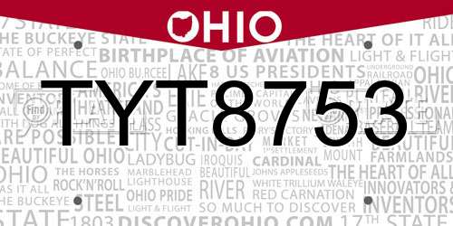 TYT8753 Ohio License Plate