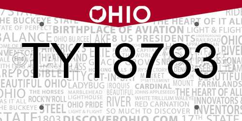 TYT8783 Ohio License Plate