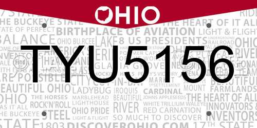 TYU5156 Ohio License Plate
