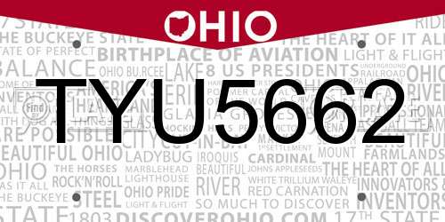 TYU5662 Ohio License Plate