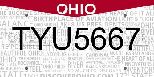 TYU5667 Ohio License Plate