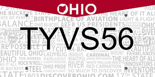 TYVS56 Ohio License Plate