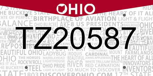 TZ20587 Ohio License Plate