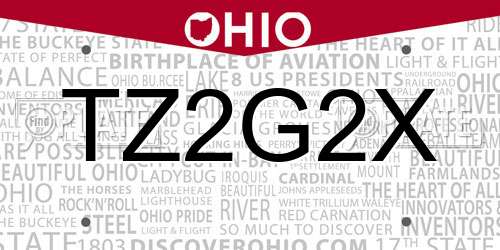 TZ2G2X Ohio License Plate