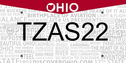 TZAS22 Ohio License Plate
