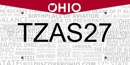 TZAS27 Ohio License Plate
