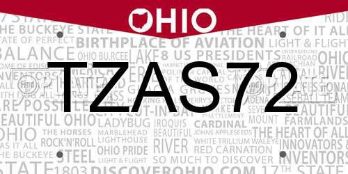 TZAS72 Ohio License Plate