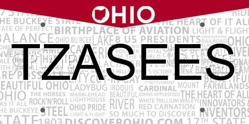 TZASEES Ohio License Plate