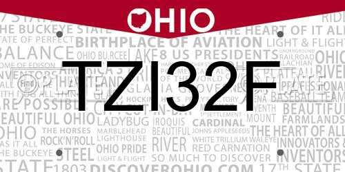 TZI32F Ohio License Plate
