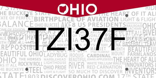 TZI37F Ohio License Plate