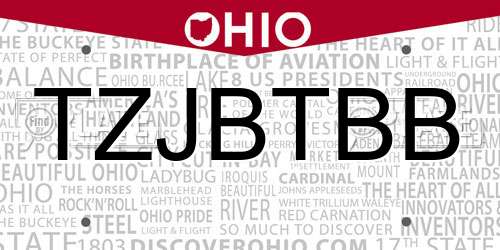 TZJBTBB Ohio License Plate