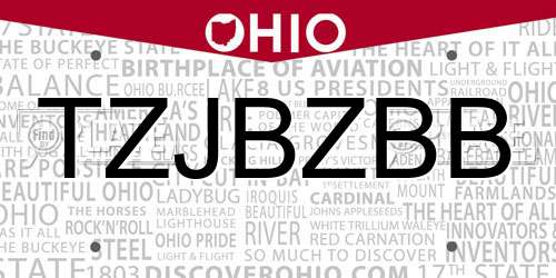 TZJBZBB Ohio License Plate
