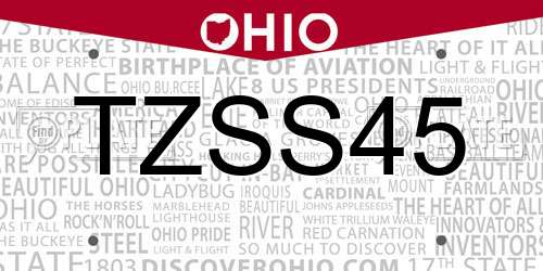 TZSS45 Ohio License Plate