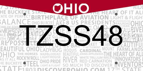 TZSS48 Ohio License Plate