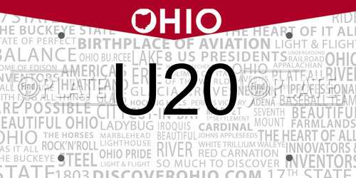 U20 Ohio License Plate