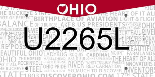 U2265L Ohio License Plate