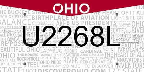 U2268L Ohio License Plate