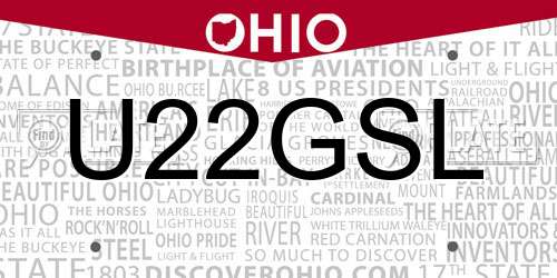 U22GSL Ohio License Plate