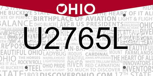 U2765L Ohio License Plate