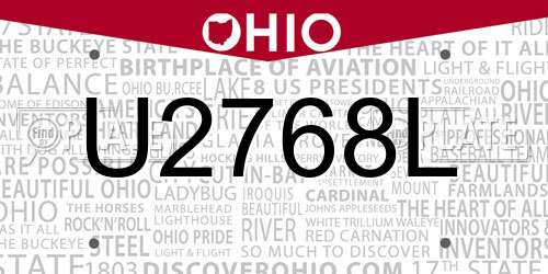 U2768L Ohio License Plate