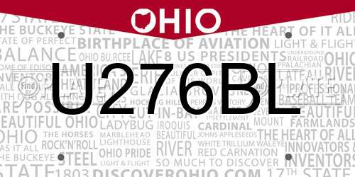 U276BL Ohio License Plate