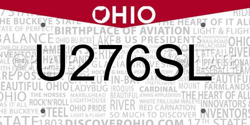 U276SL Ohio License Plate