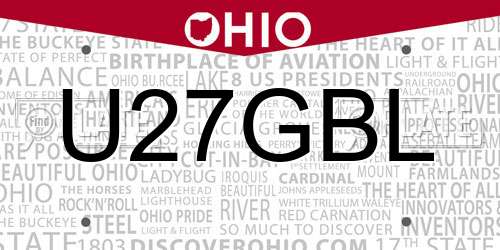 U27GBL Ohio License Plate