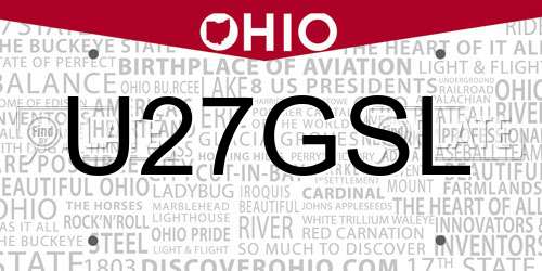 U27GSL Ohio License Plate