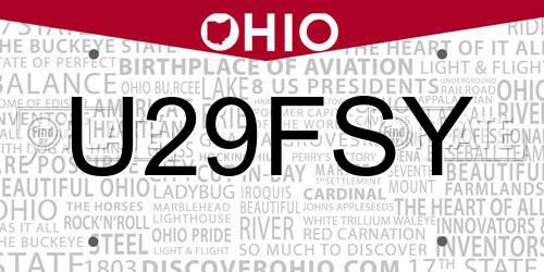 U29FSY Ohio License Plate