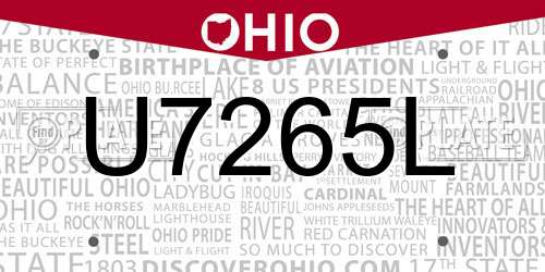 U7265L Ohio License Plate